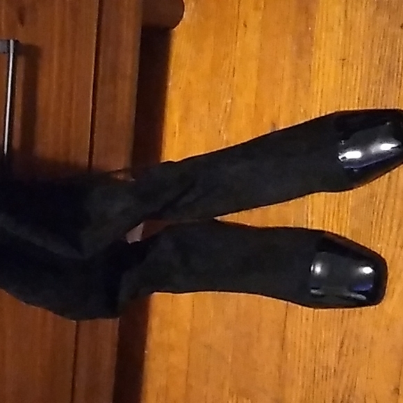 Black Patent Leather Suede Boot - Picture 2 of 4